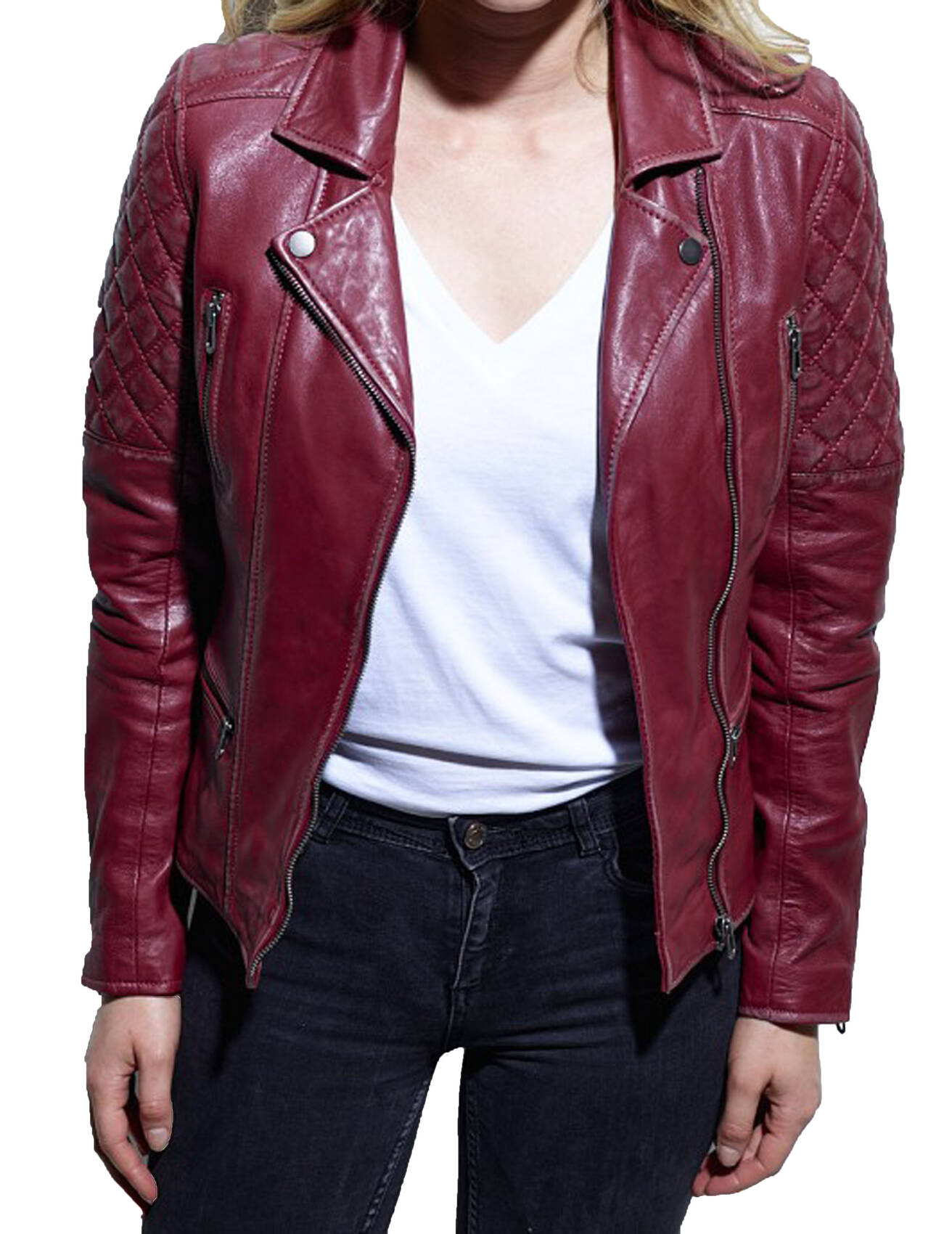 101462 rouge blouson cuir femme (2)