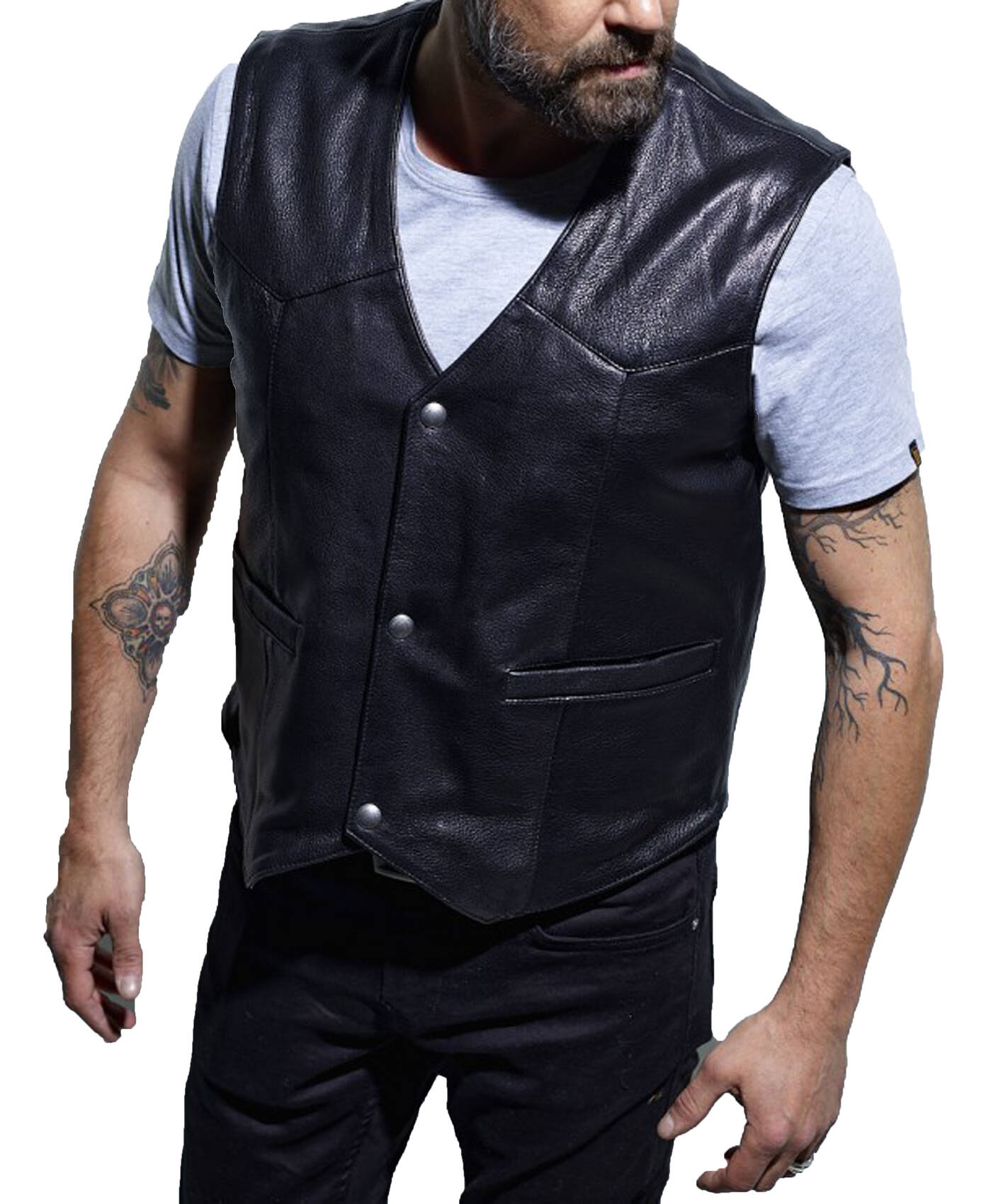 101556 noir gilet cuir homme (1)