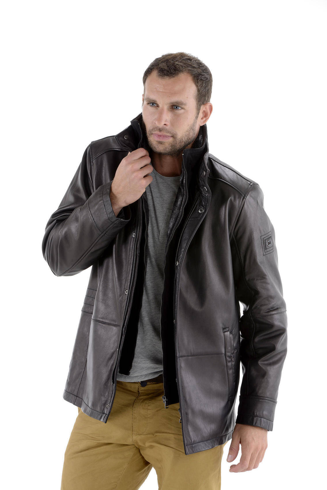 42526- blouson cuir homme noir details