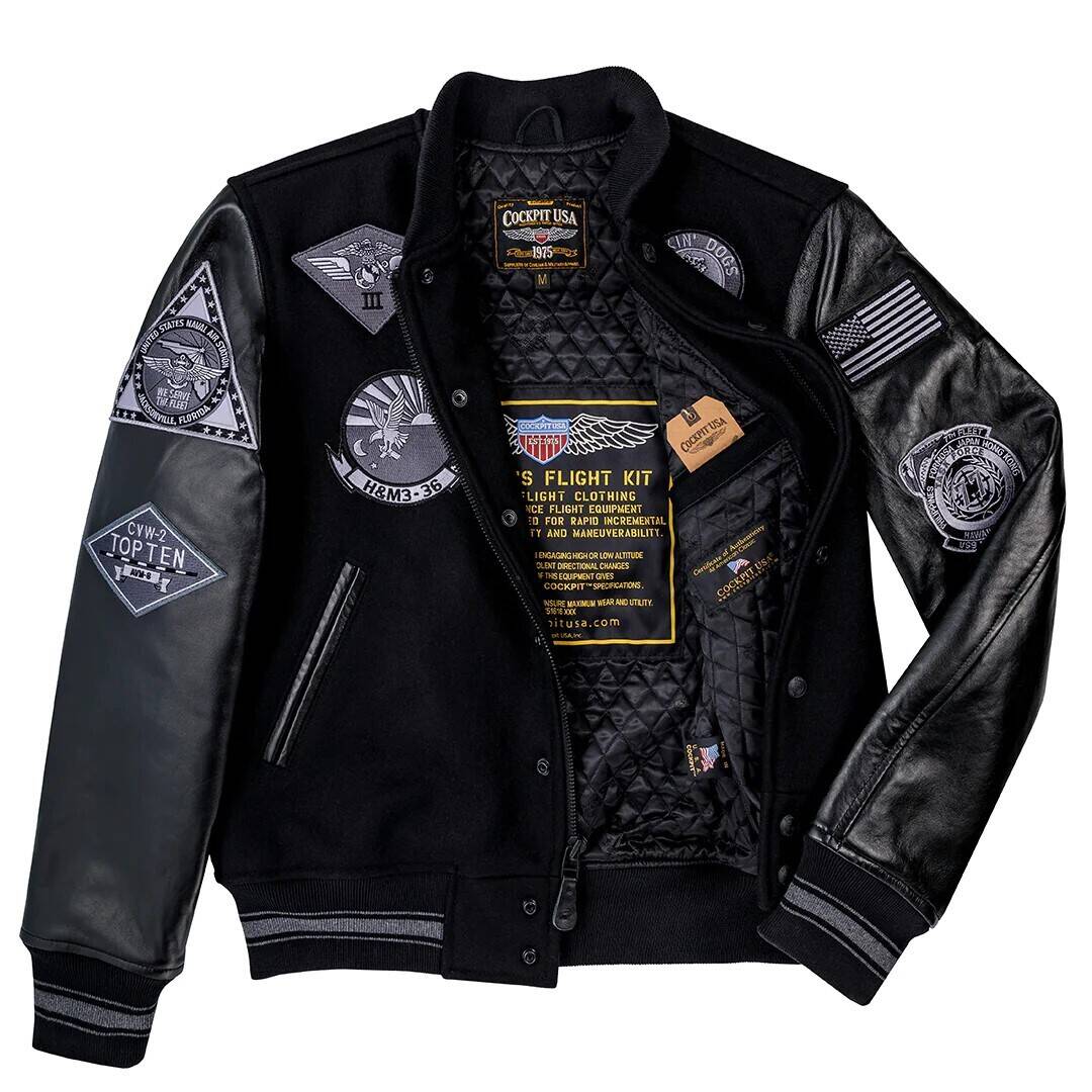 Blouson cockpit USA varsity noir noir Z28B003 (1)