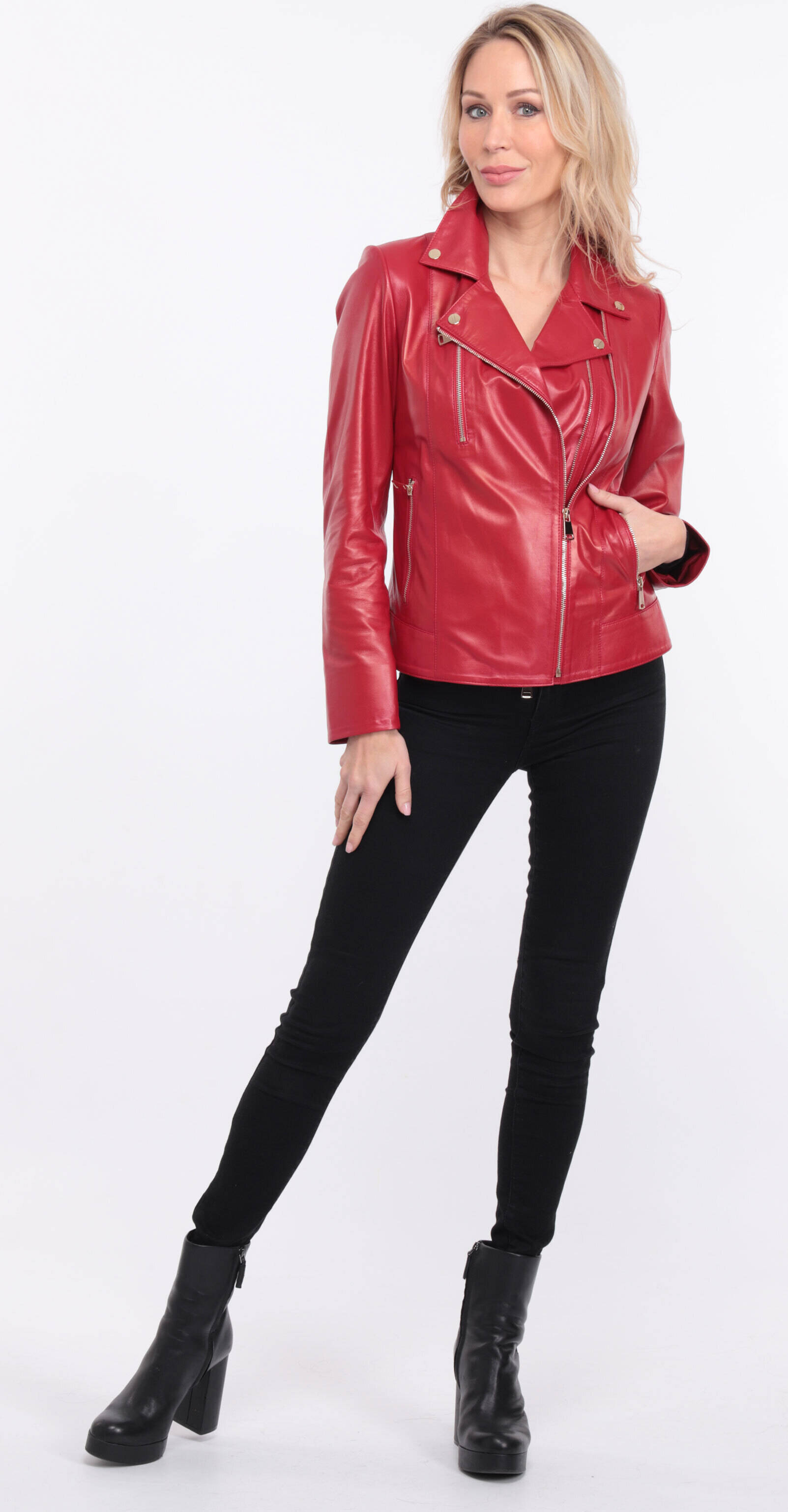 blouson cuir elsa rouge (2)