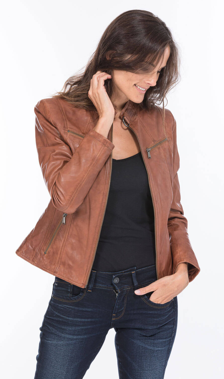 blouson cuir femme agneau tan marie (8)