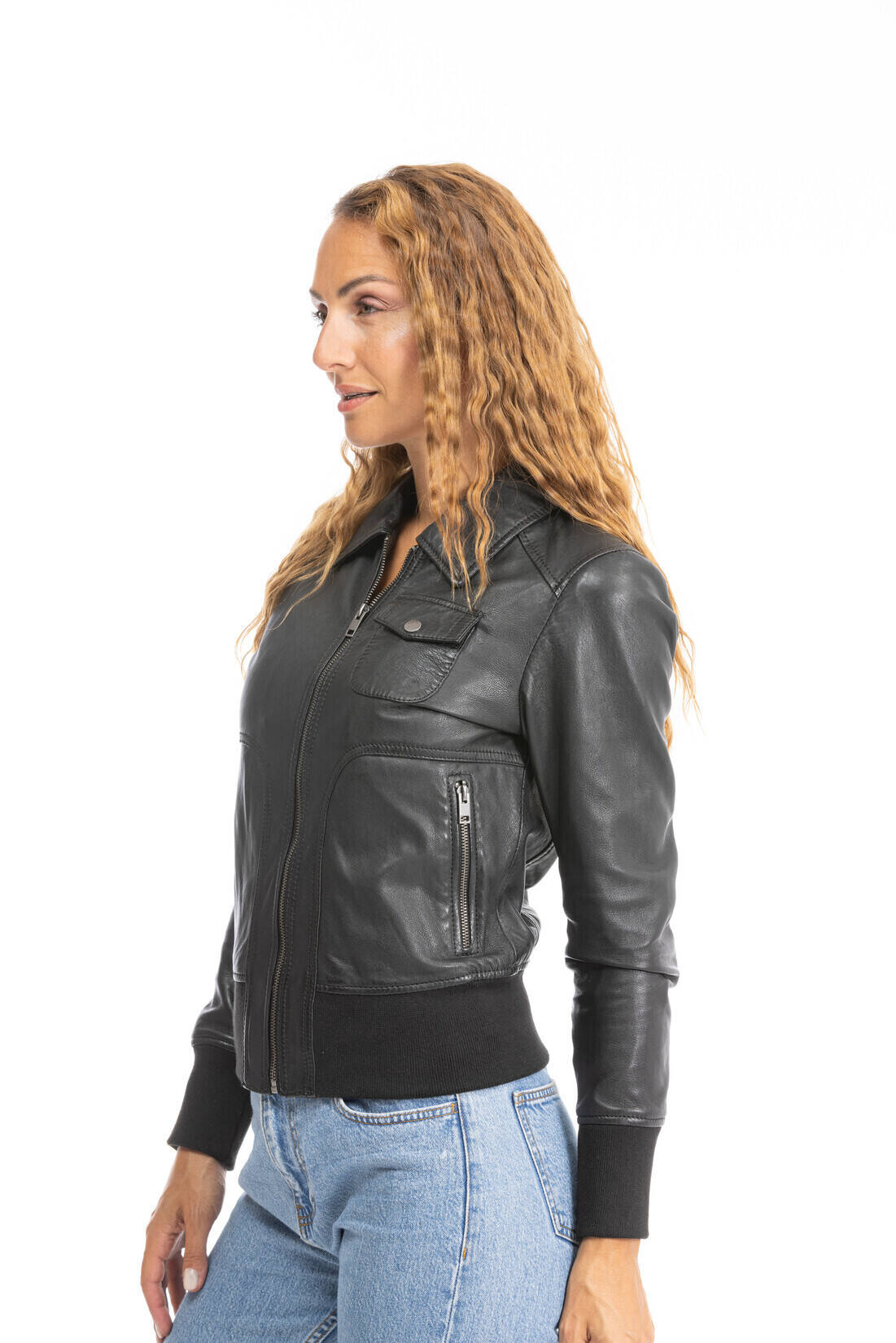 blouson cuir femme noir 64605 (10)