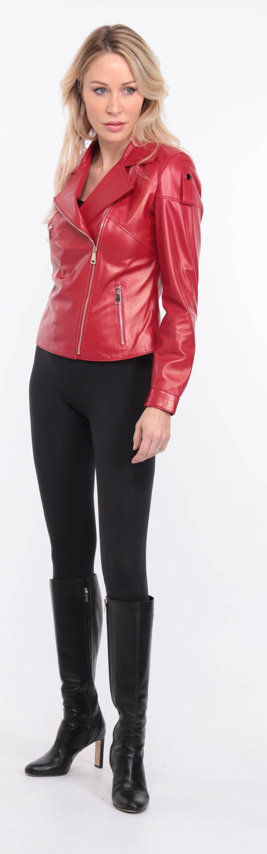 blouson cuir femme rouge lyna (10)