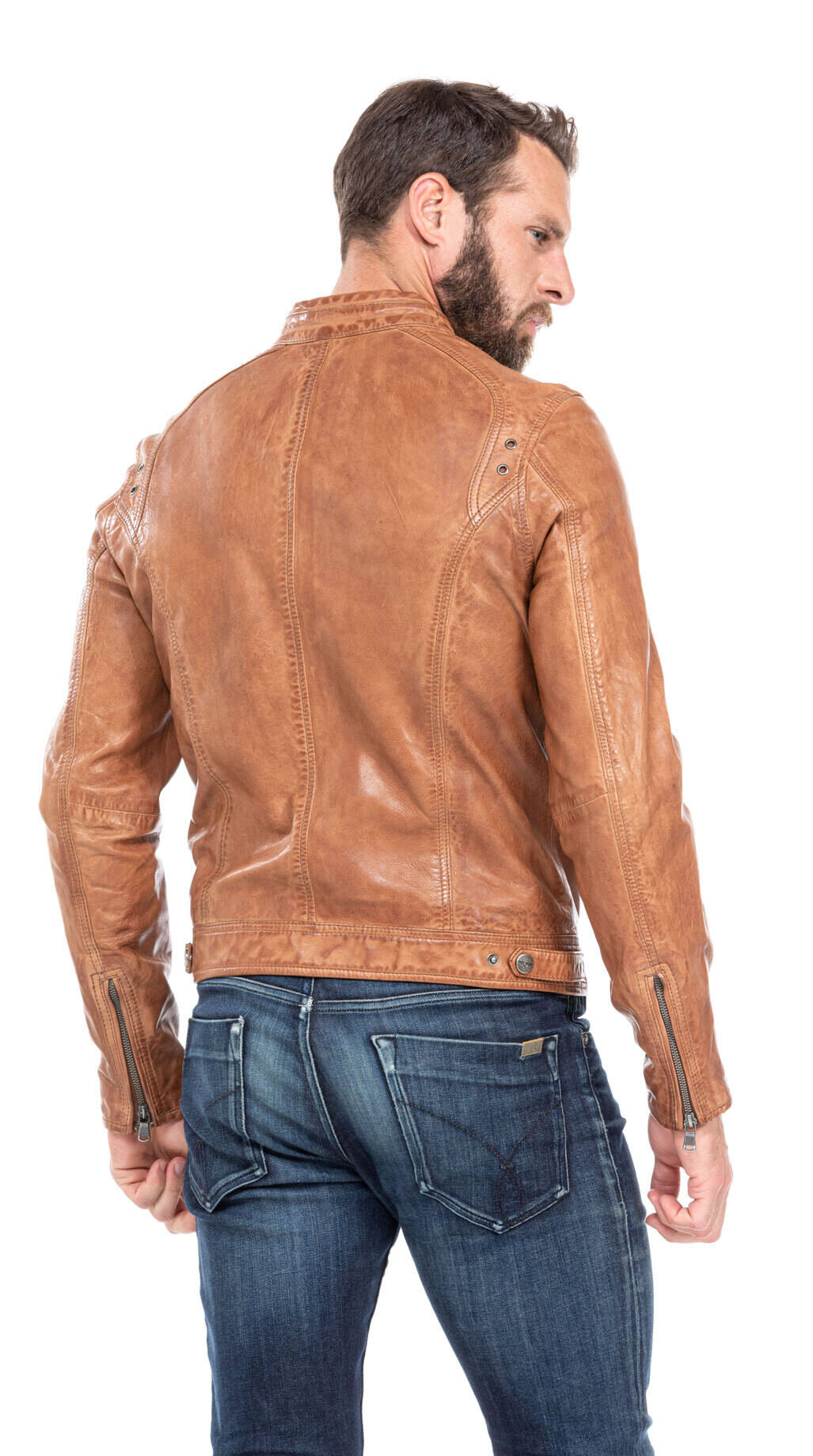 blouson cuir homme agneau cognac 100233 style motard (8)