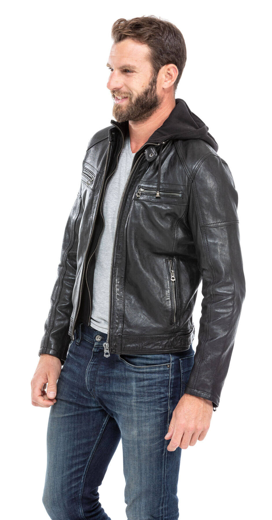 blouson cuir homme agneau noir 101126 capuche (5)