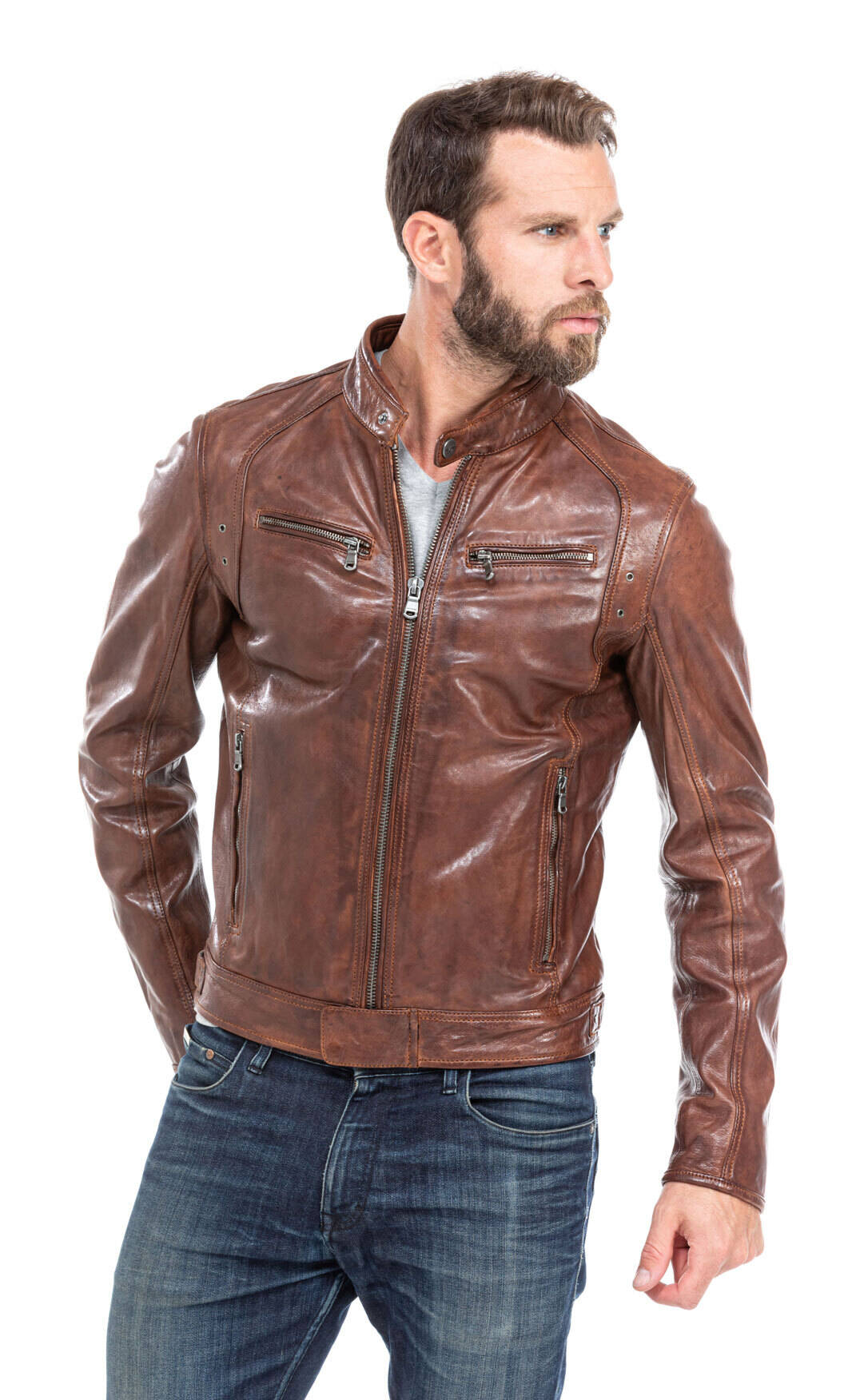 blouson cuir homme agneau tan florian style motard (6)