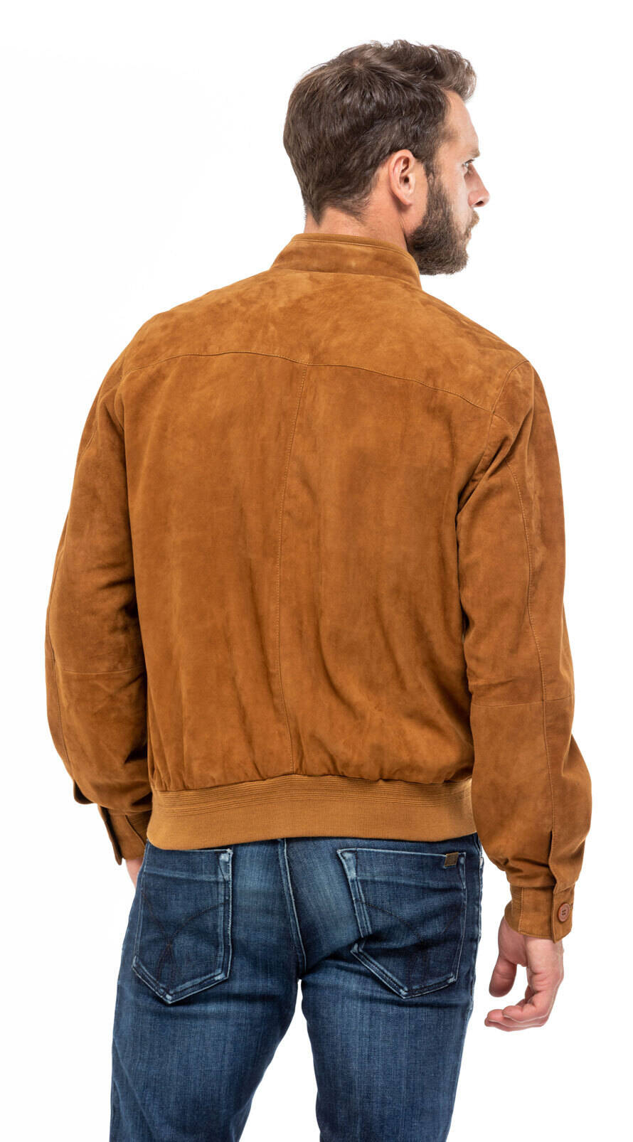 blouson cuir homme aspect daim velours jupp cognac mannequin (5)