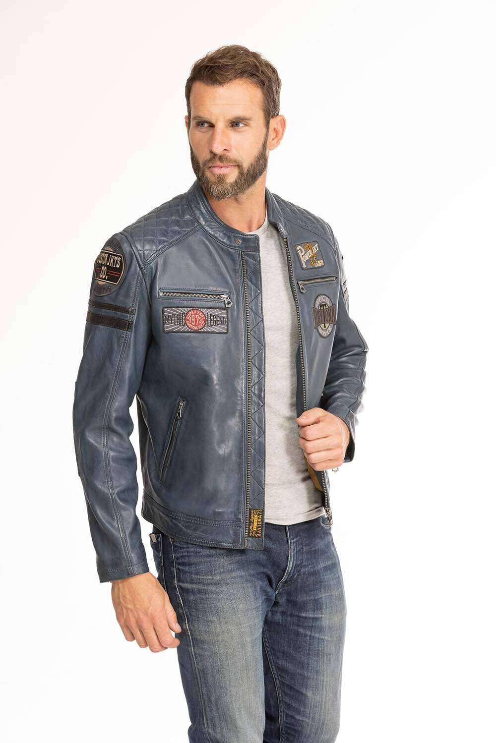 blouson cuir homme bleu 102831 style motard (2)