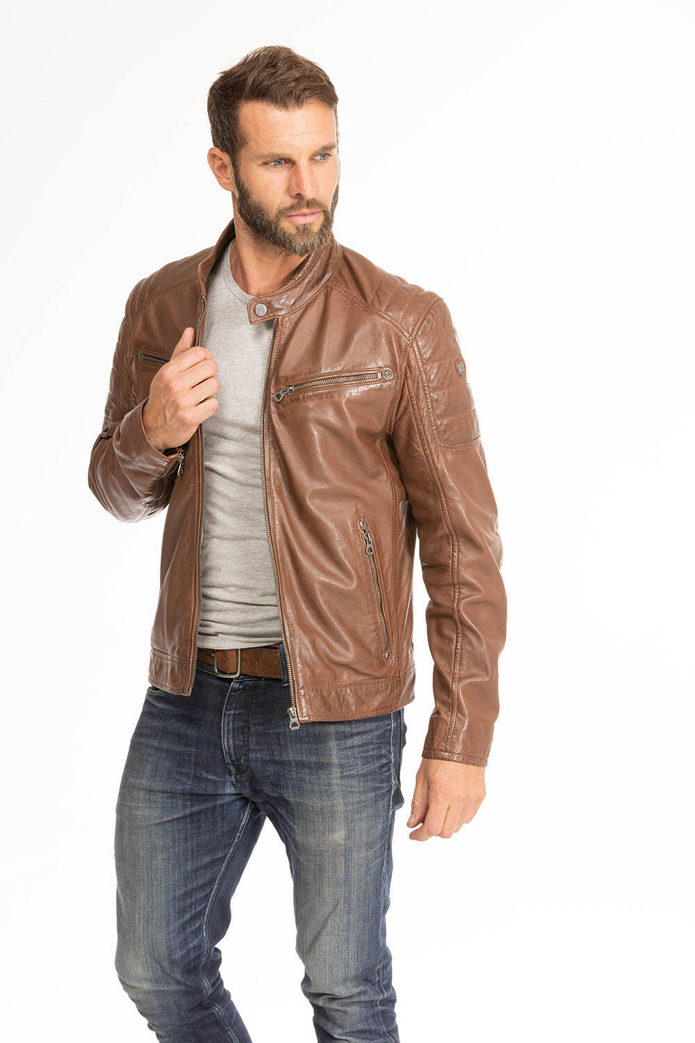 blouson cuir homme derry cognac (3)