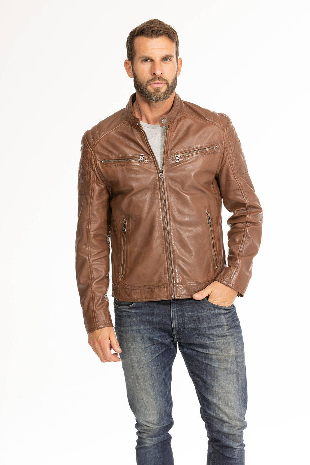 blouson cuir homme derry cognac (9)