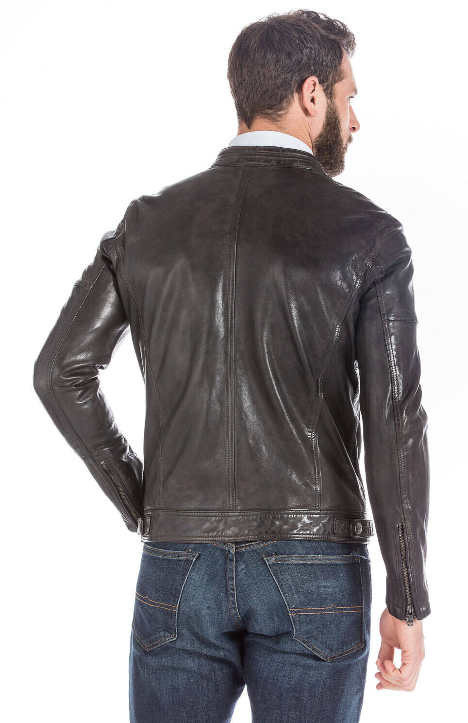 Blouson cuir homme esprit motard tendance 101046-13919