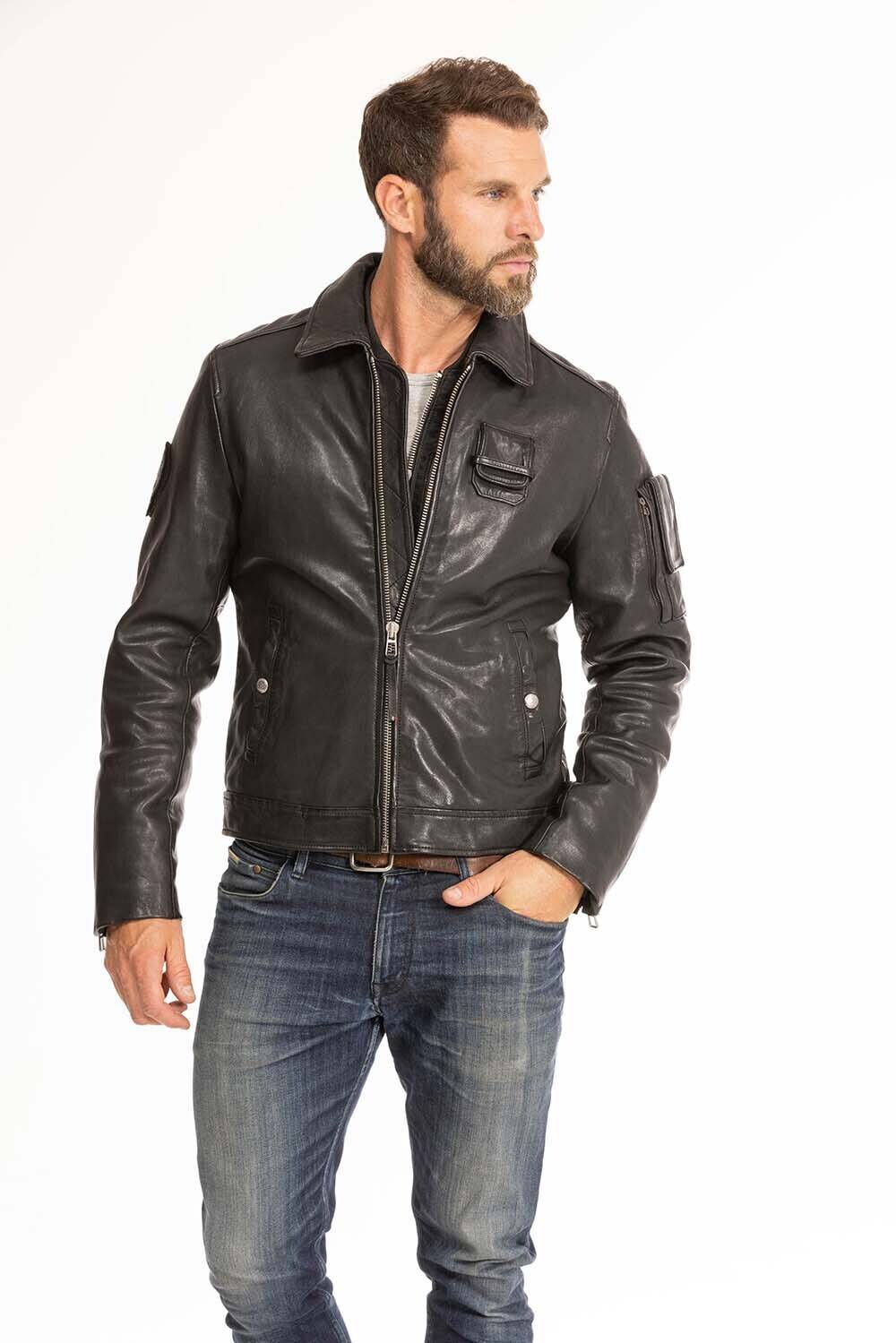 blouson cuir homme jaegger noir patrouille de france (8)