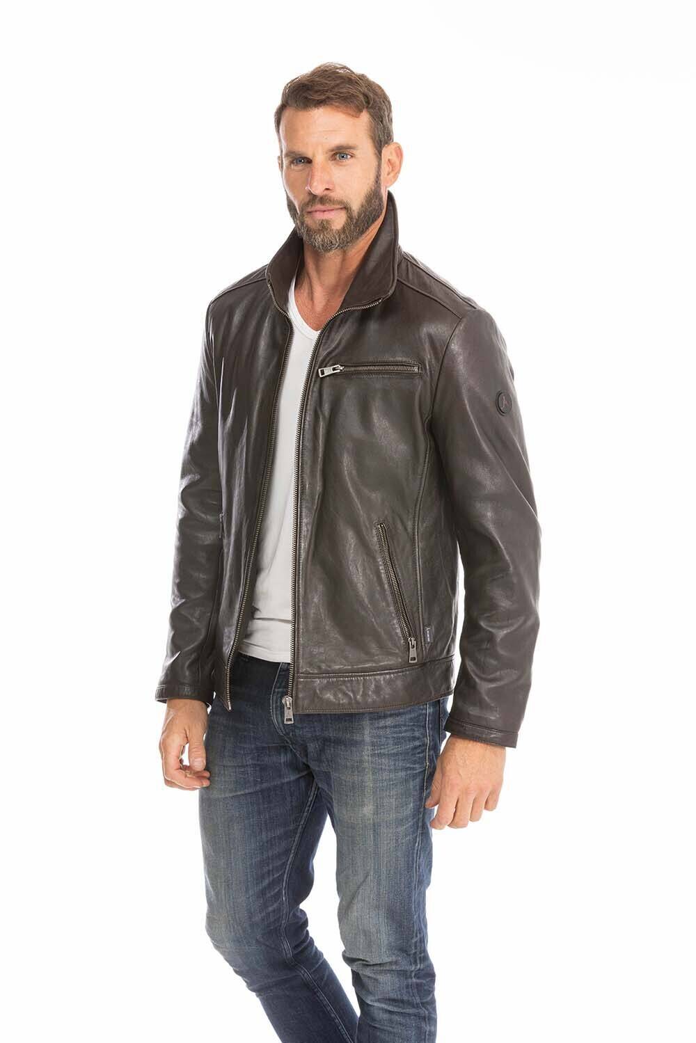 blouson cuir homme justin marron (2)