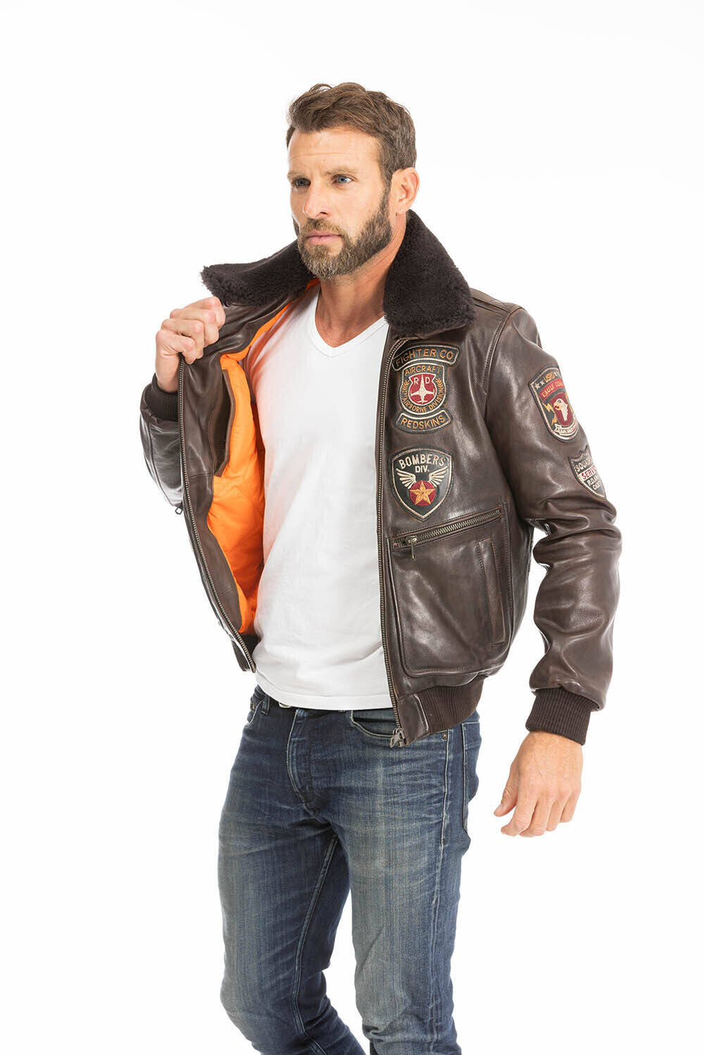 blouson cuir homme marron avia style pilote aviateur (8)