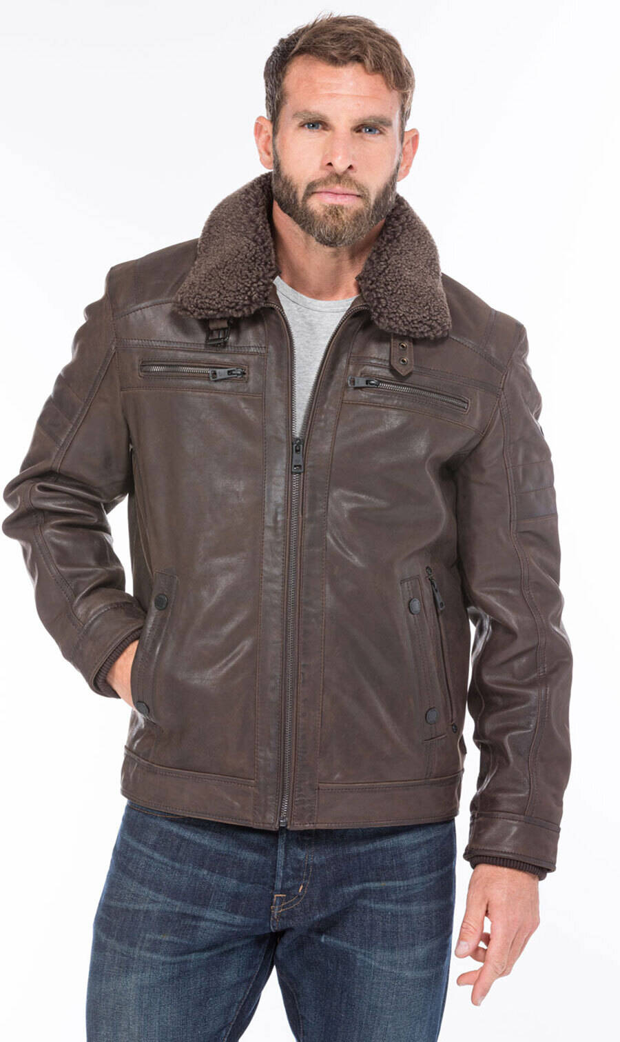 blouson cuir homme marron damien  (1)