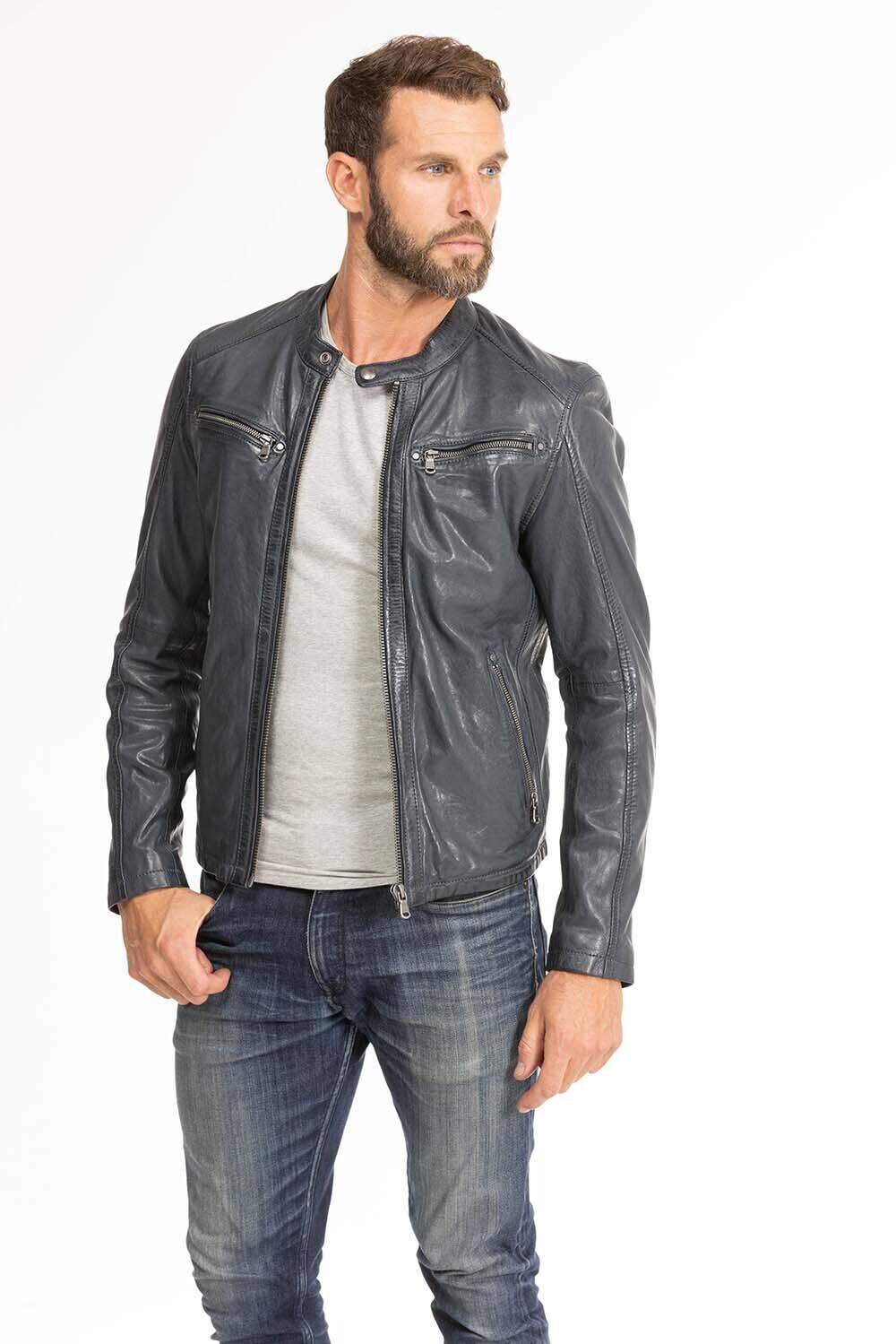 blouson cuir homme navy gafi (2)