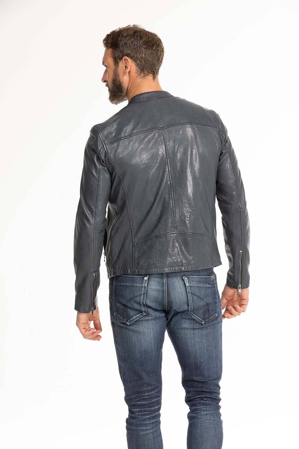 blouson cuir homme navy gafi (6)