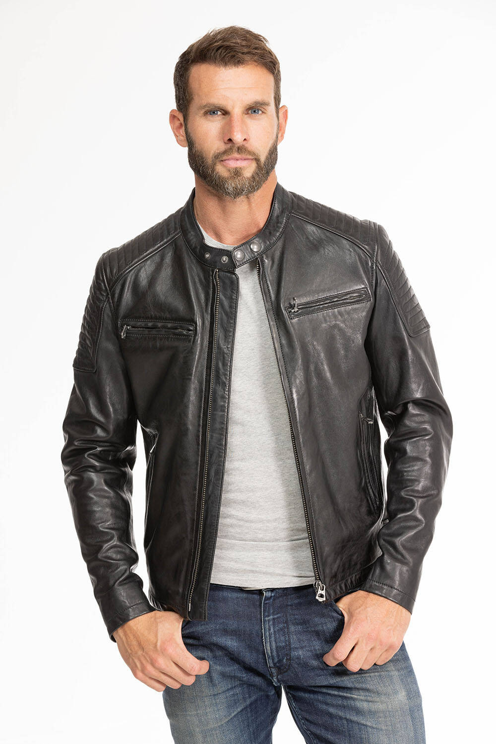 blouson cuir homme noir 101700 (1)