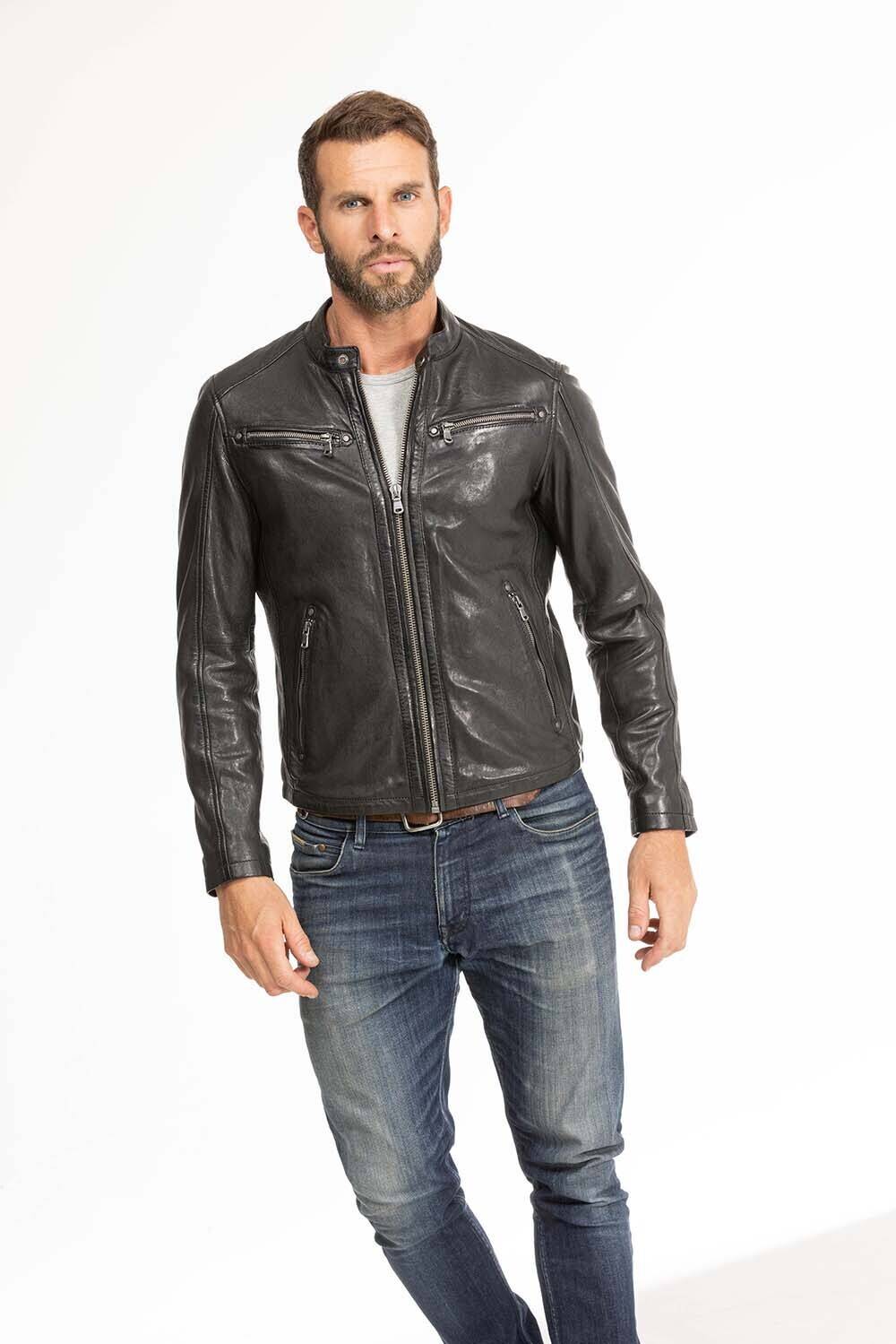 blouson cuir homme noir Gafi  (15)