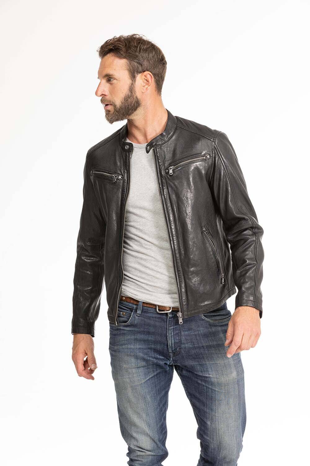 blouson cuir homme noir Gafi  (6)