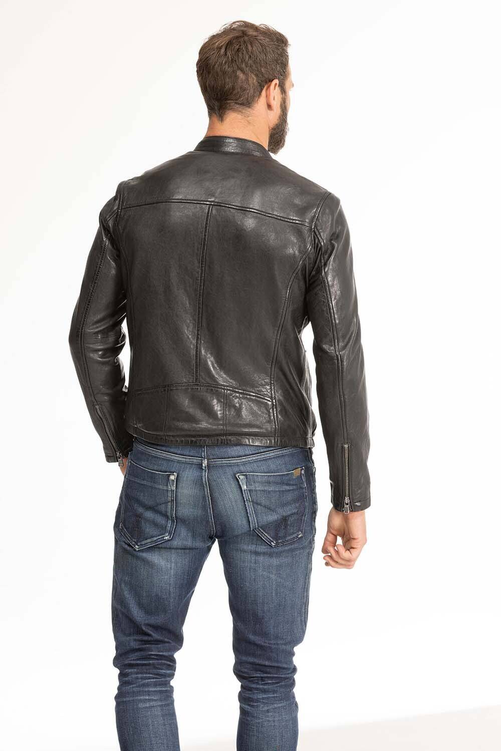 blouson cuir homme noir Gafi  (8)