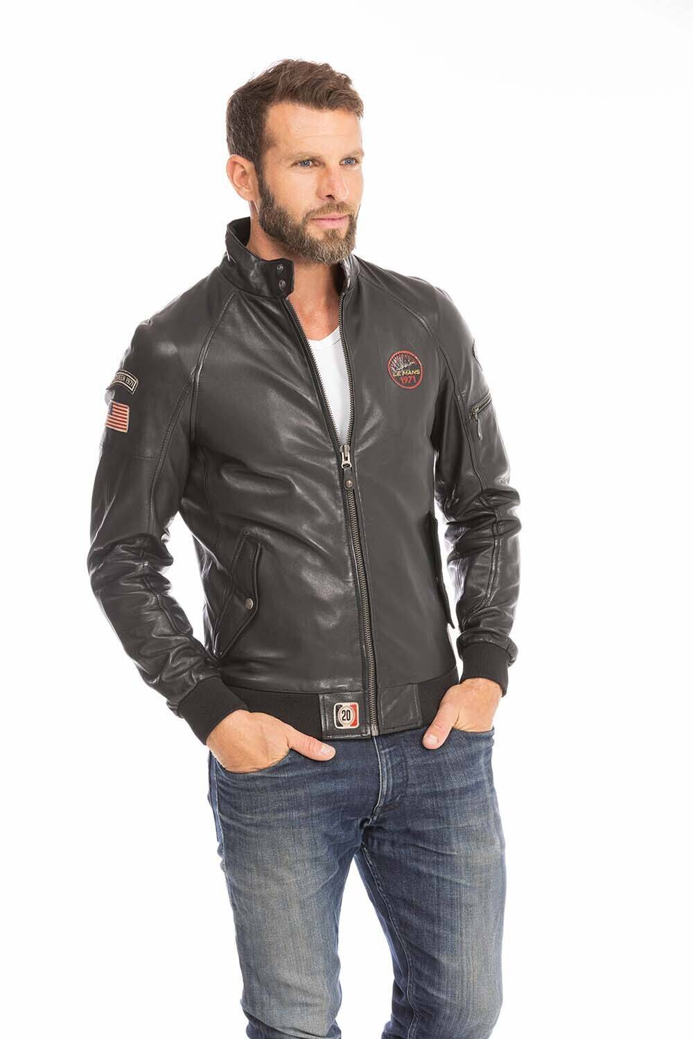 blouson cuir homme noir harry style pilote (11)