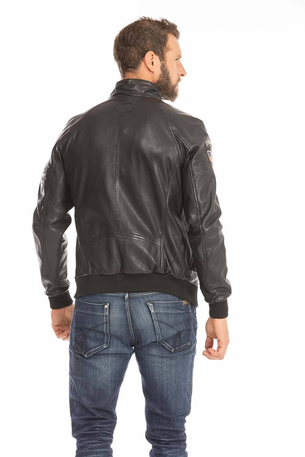 blouson cuir homme noir harry style pilote (4)