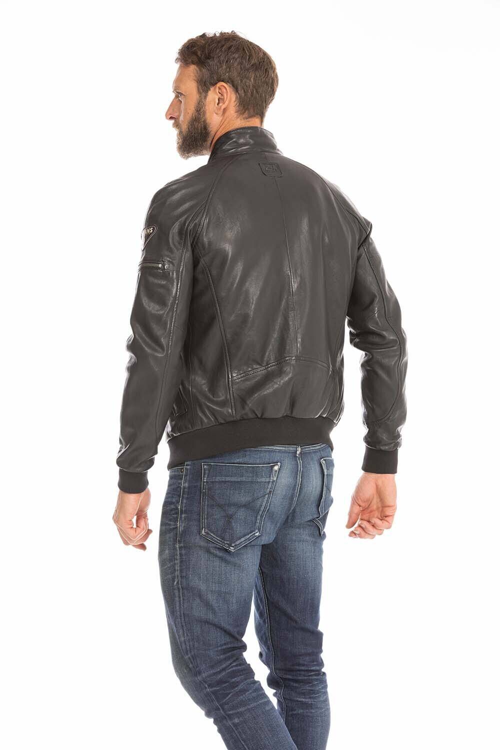 blouson cuir homme noir harry style pilote (6)