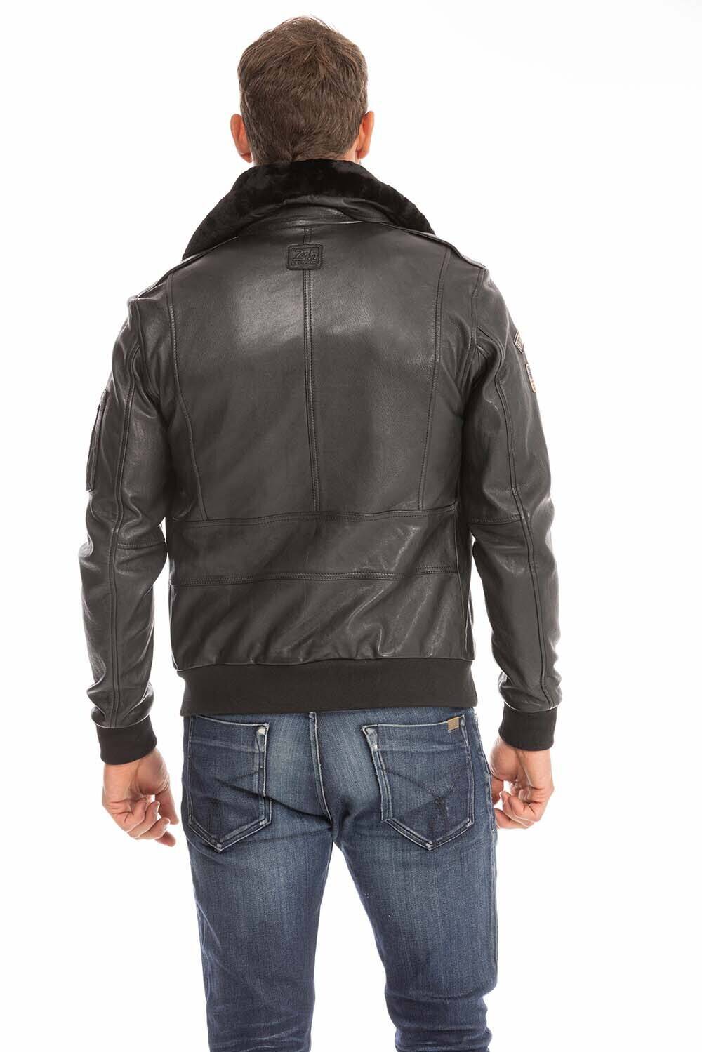 blouson cuir homme noir john style pilote (8)