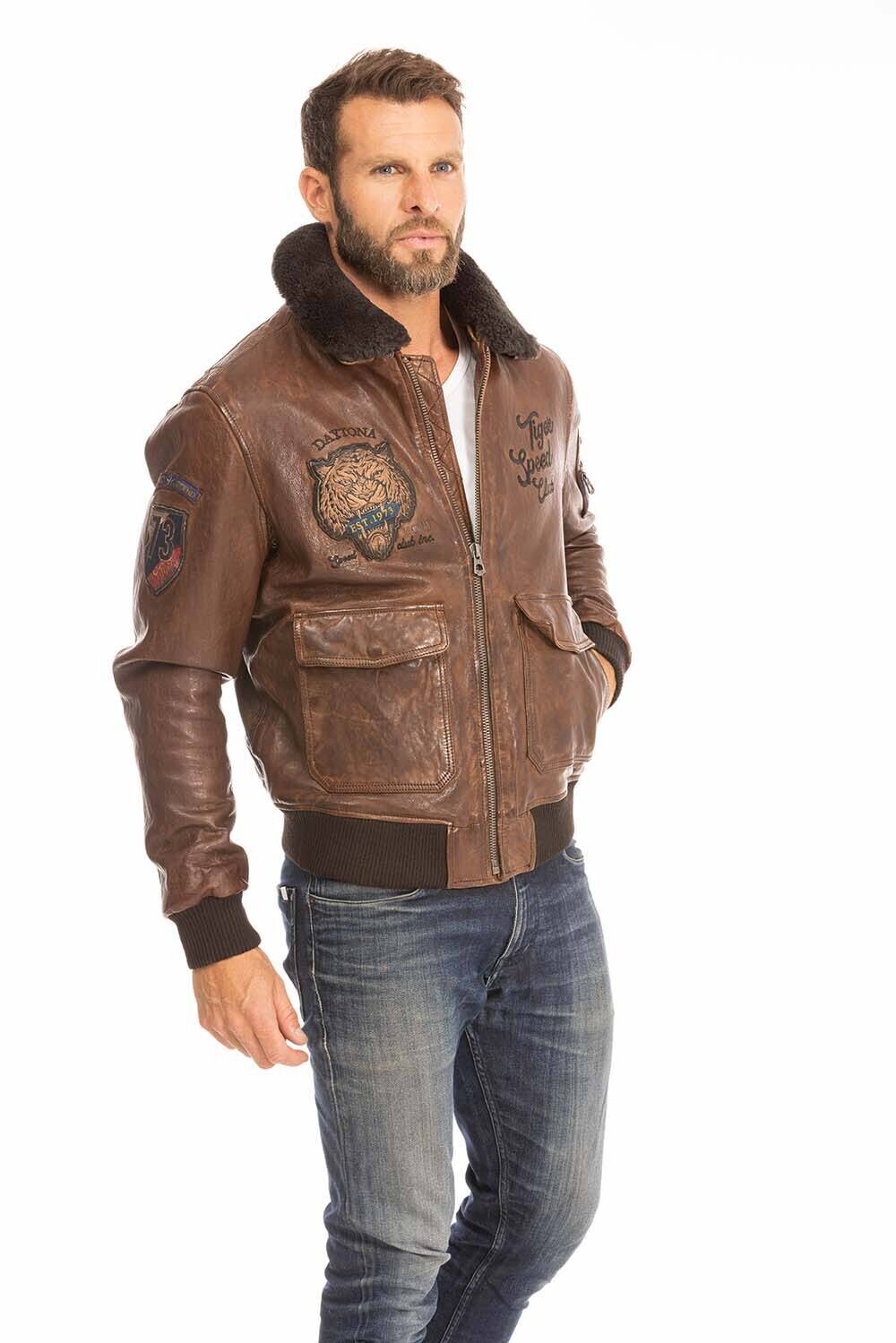 blouson cuir homme pilote aviateur cognac fonce 102421  (12)