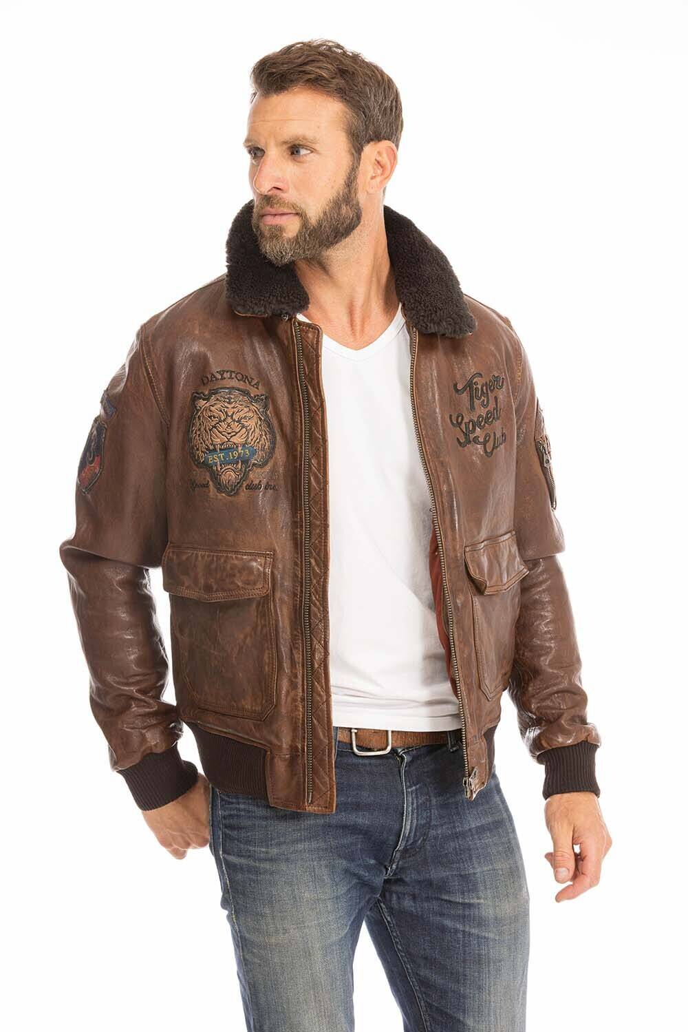 blouson cuir homme pilote aviateur cognac fonce 102421  (5)