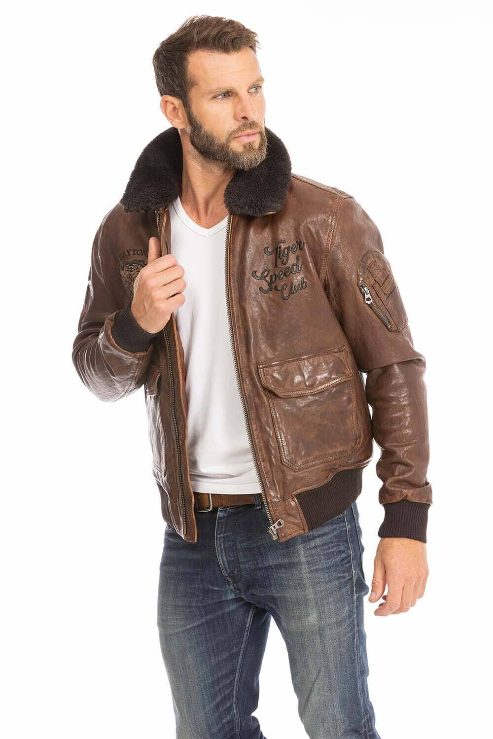 blouson cuir homme pilote aviateur cognac fonce 102421  (6)