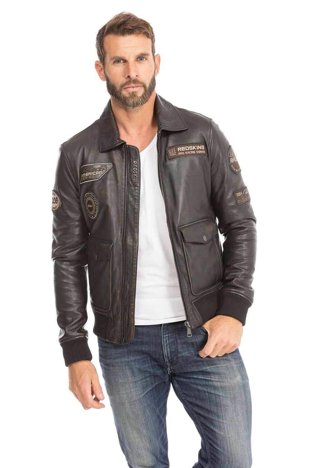 blouson cuir homme pilote marron racer (1)