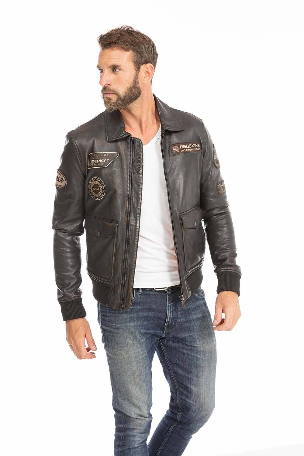 blouson cuir homme pilote marron racer (4)