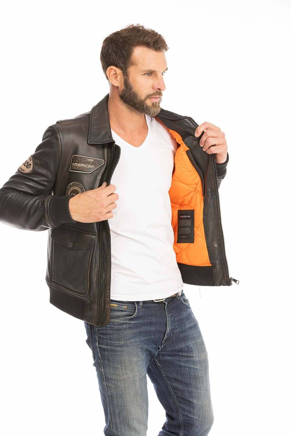 blouson cuir homme pilote marron racer (7)