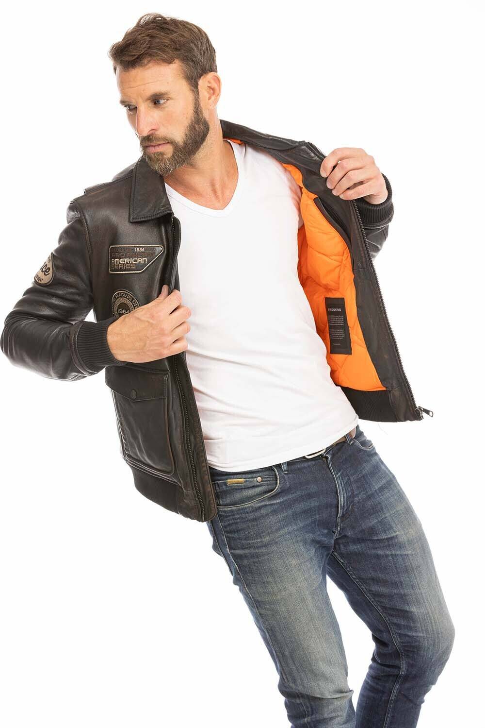 blouson cuir homme pilote marron racer (8)