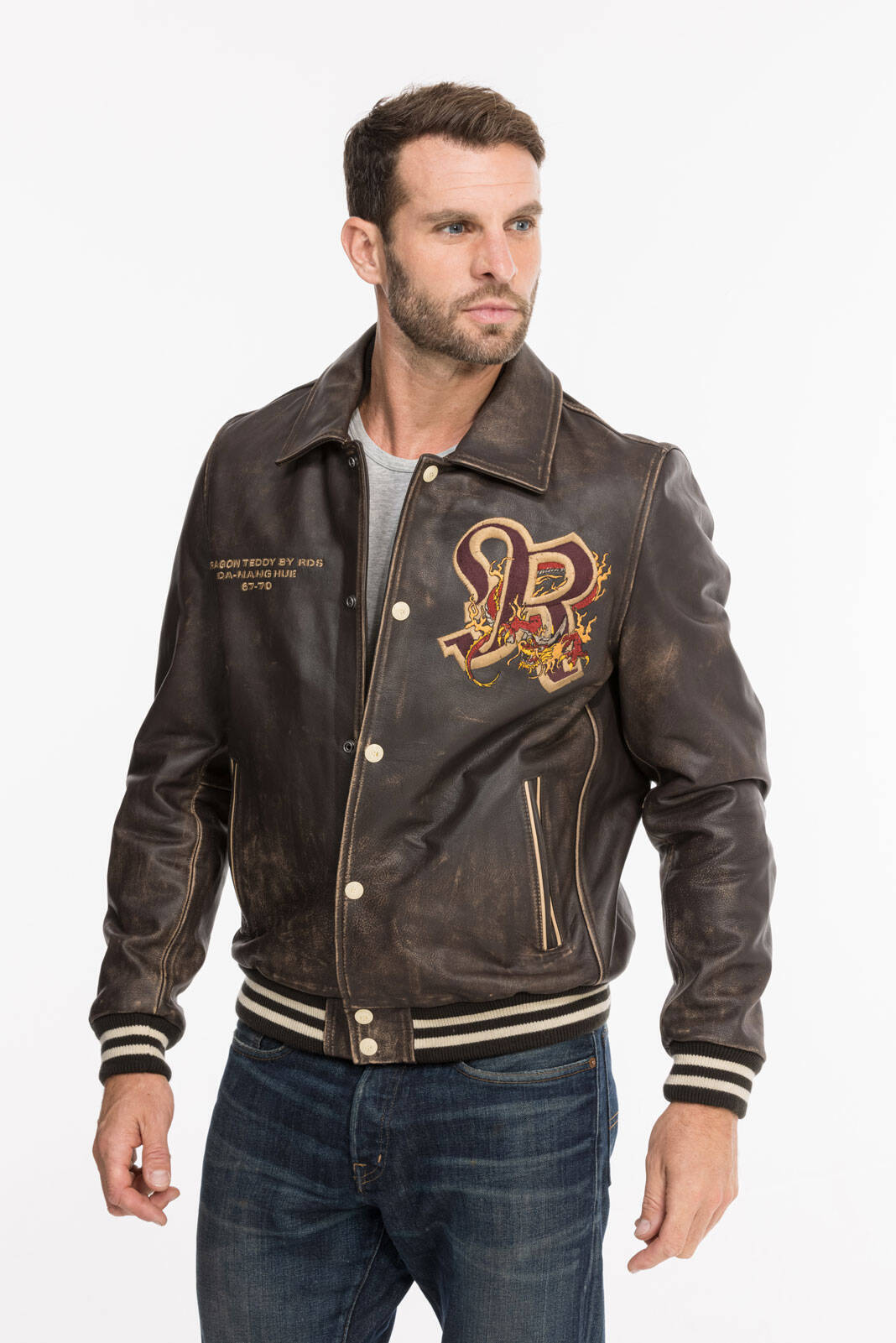 blouson cuir homme redskins marron rf 134 dragon (2)