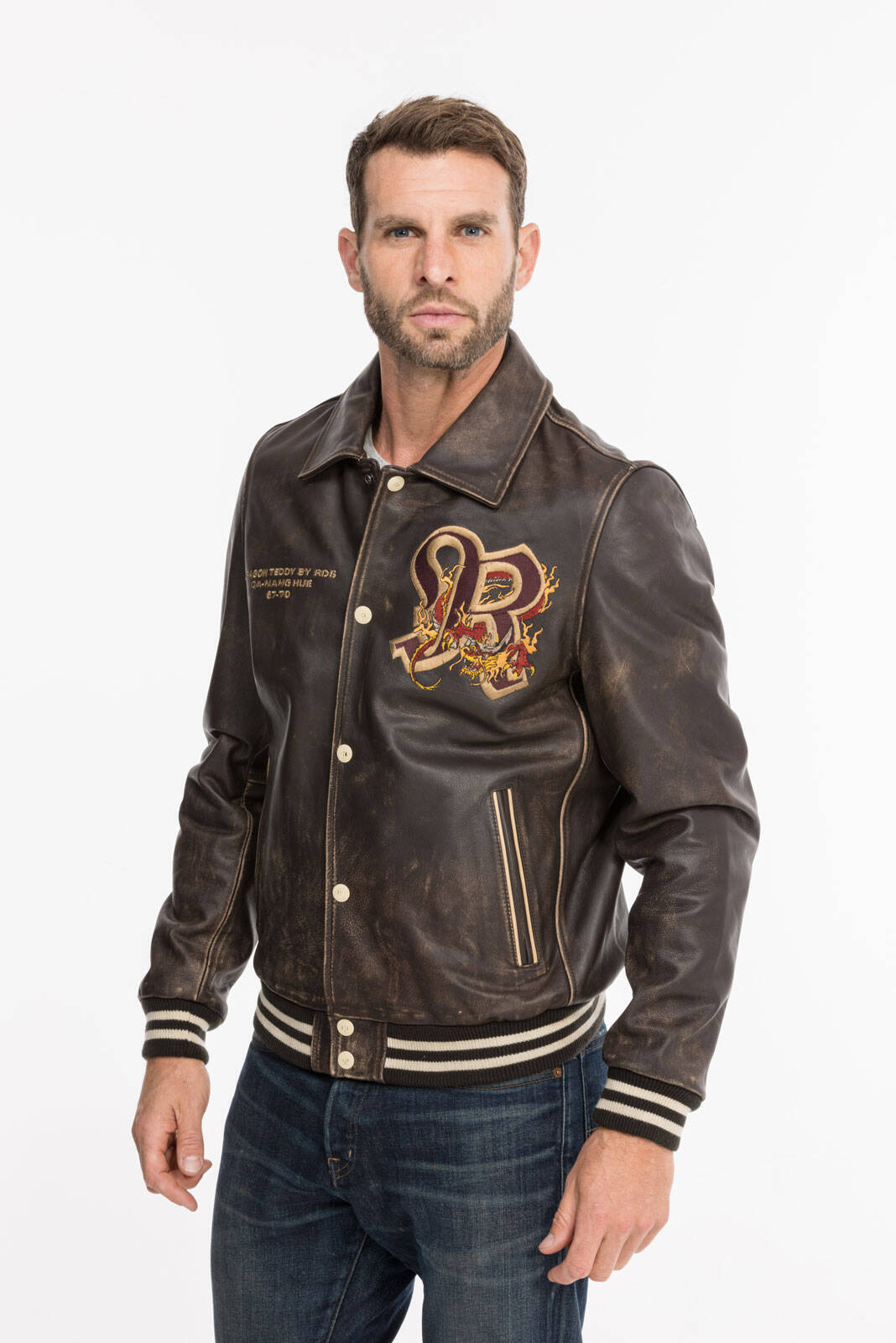 blouson cuir homme redskins marron rf 134 dragon (4)