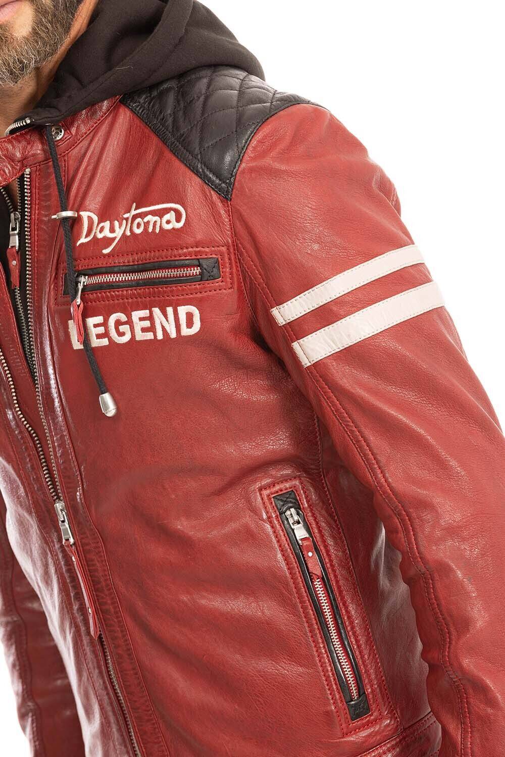 blouson cuir homme rouge 102555 motard capuche (16)