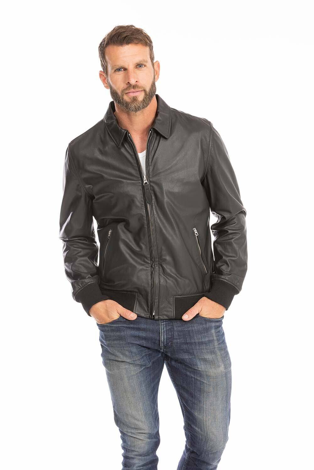 blouson cuir homme schott noir lc yales style pilote (5)