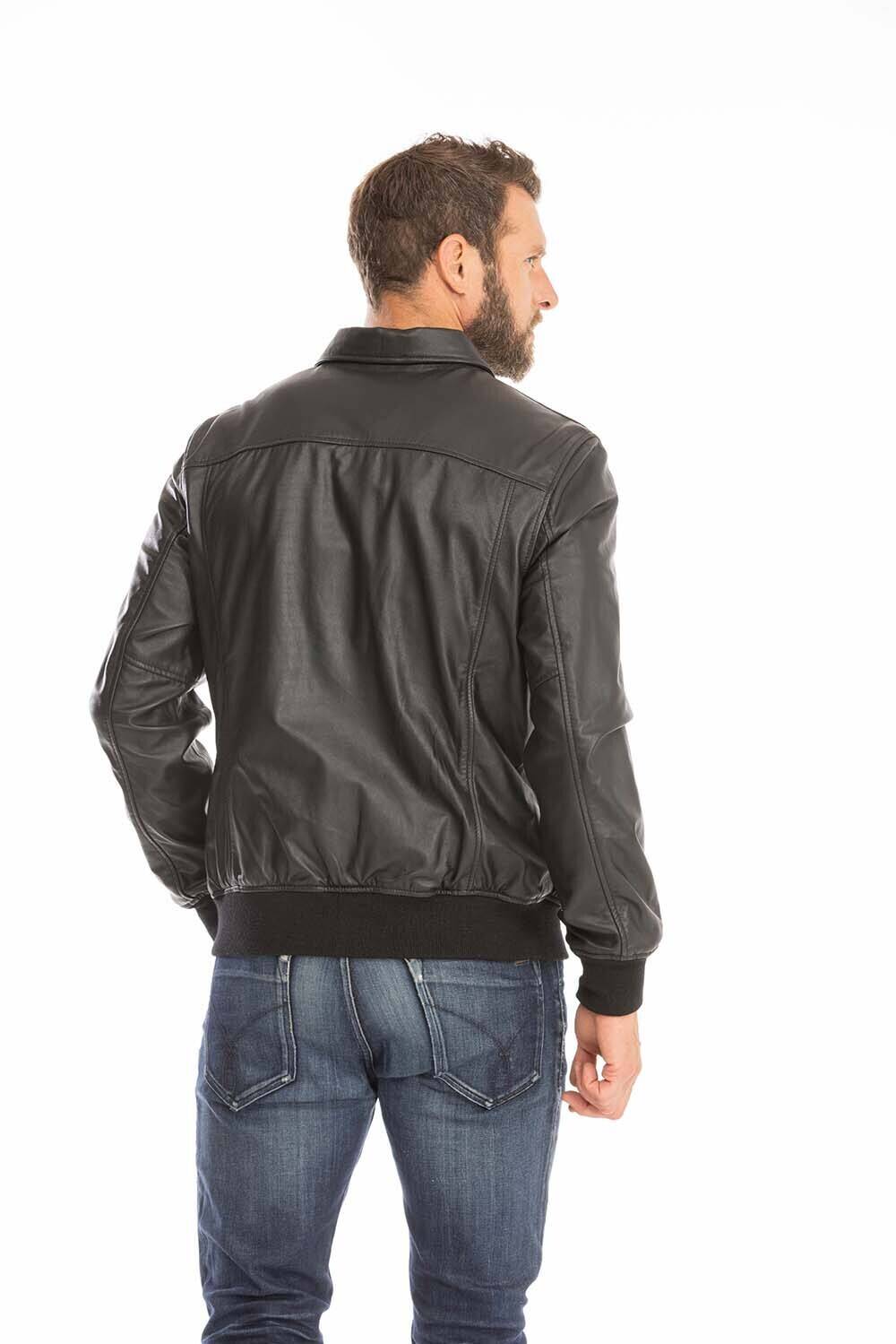 blouson cuir homme schott noir lc yales style pilote (7)