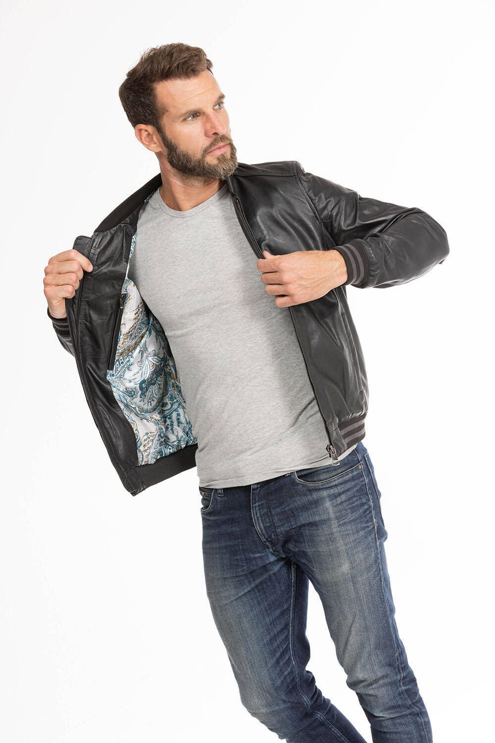 blouson cuir homme style bombers redskins noir dives (7)