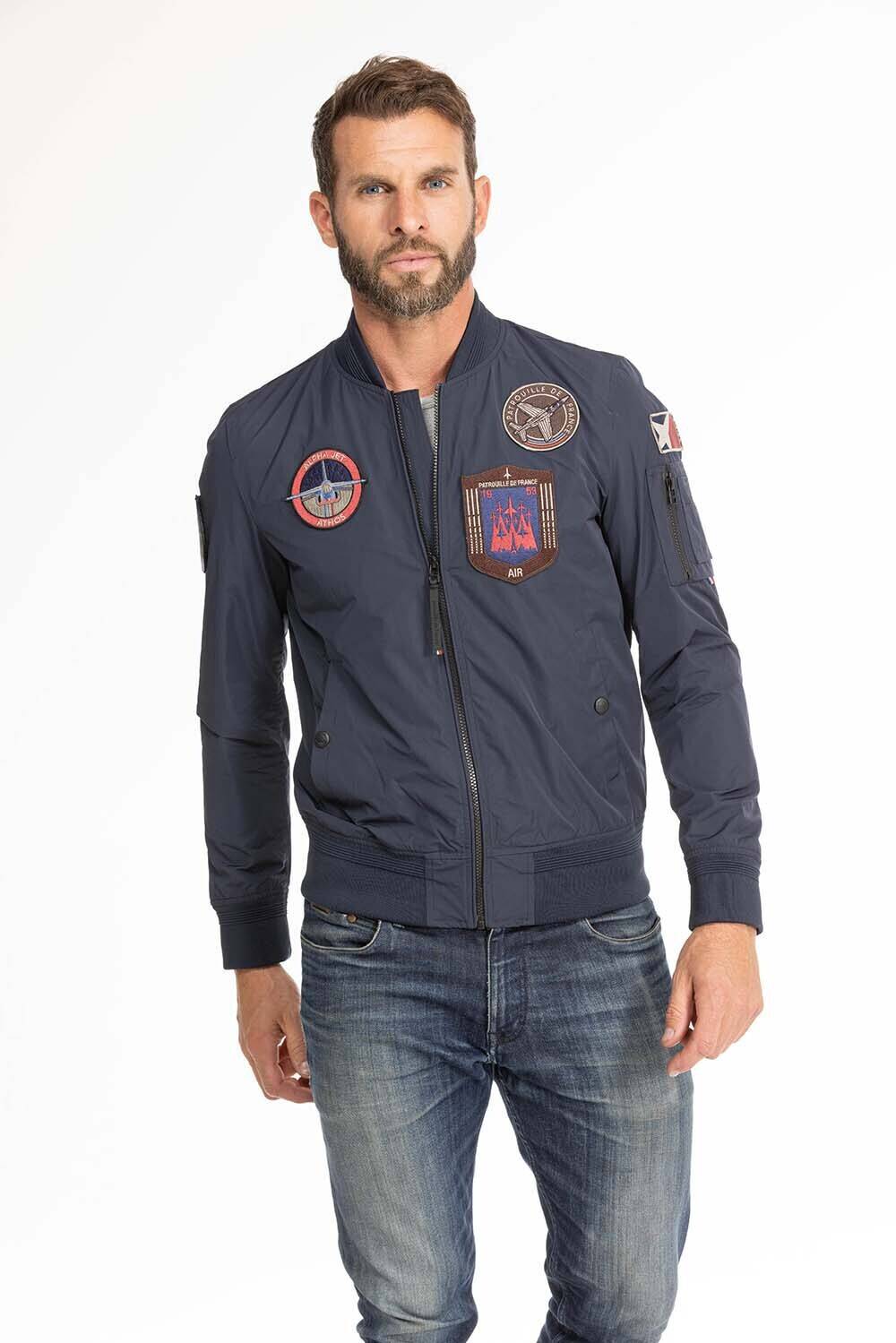 blouson cuir homme tissu patrouille de france raptor navy (11)