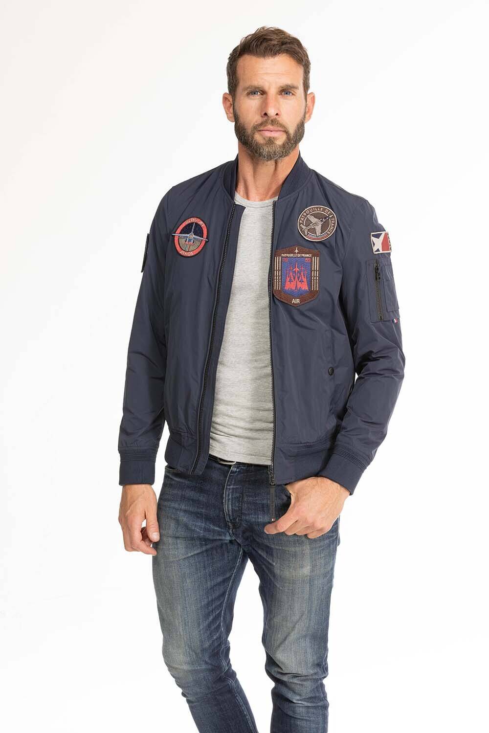 blouson cuir homme tissu patrouille de france raptor navy (1)