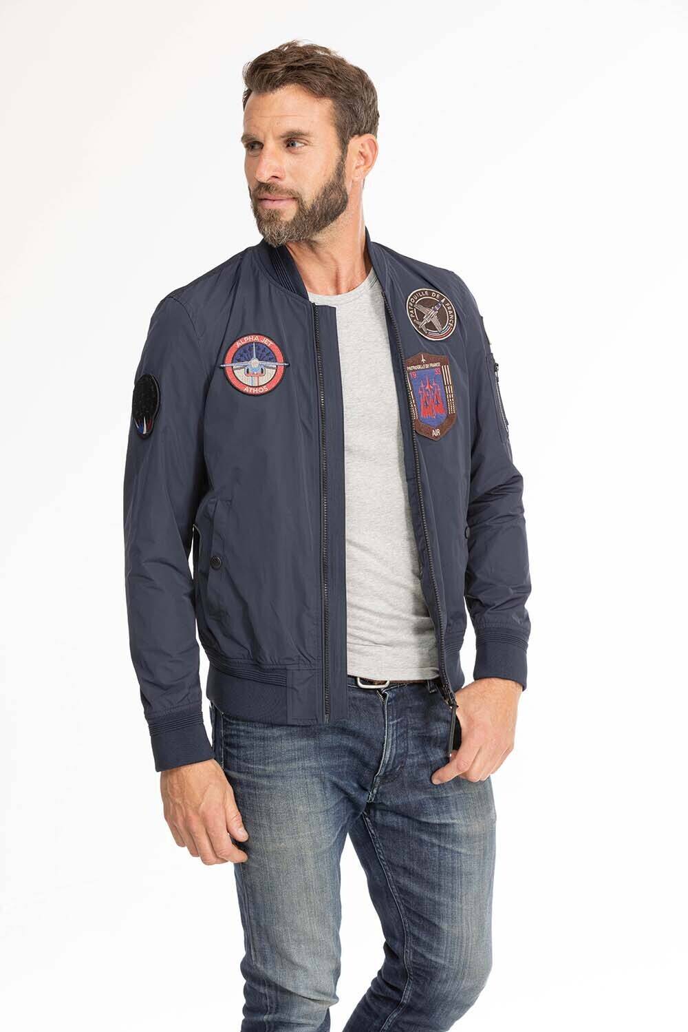 blouson cuir homme tissu patrouille de france raptor navy (2)