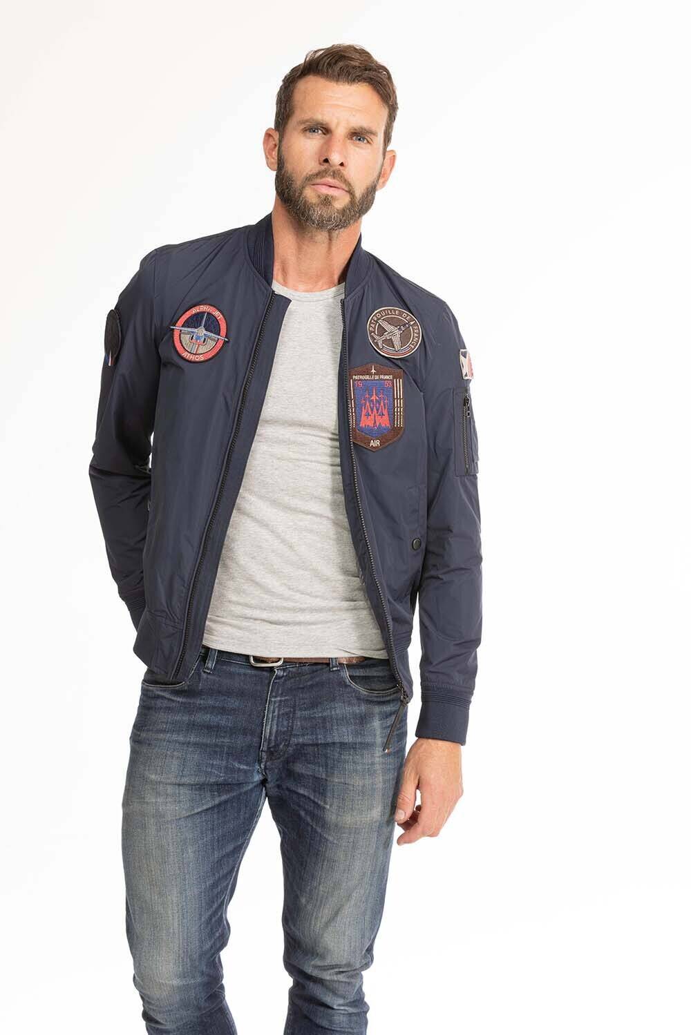 blouson cuir homme tissu patrouille de france raptor navy (3)