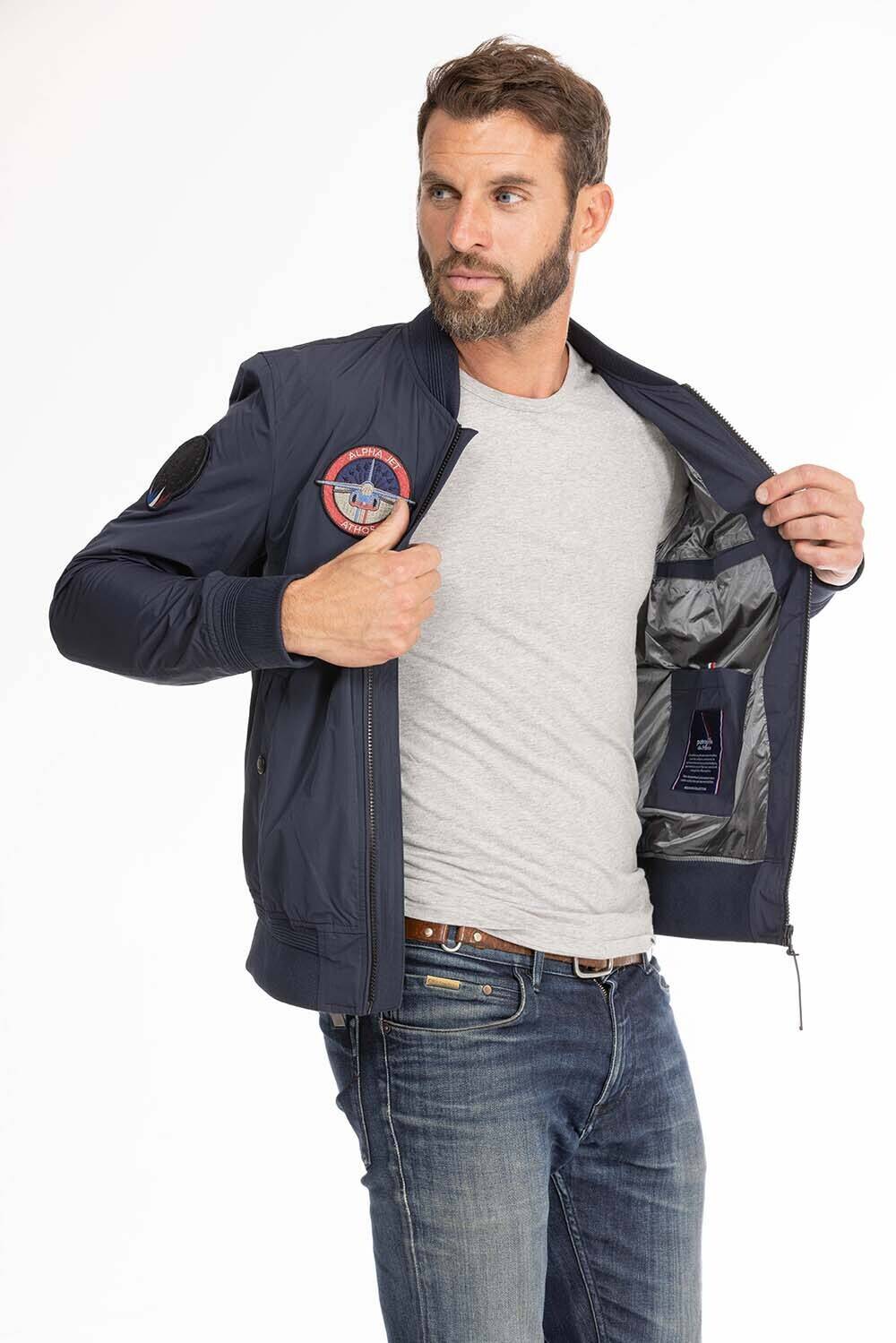 blouson cuir homme tissu patrouille de france raptor navy (7)