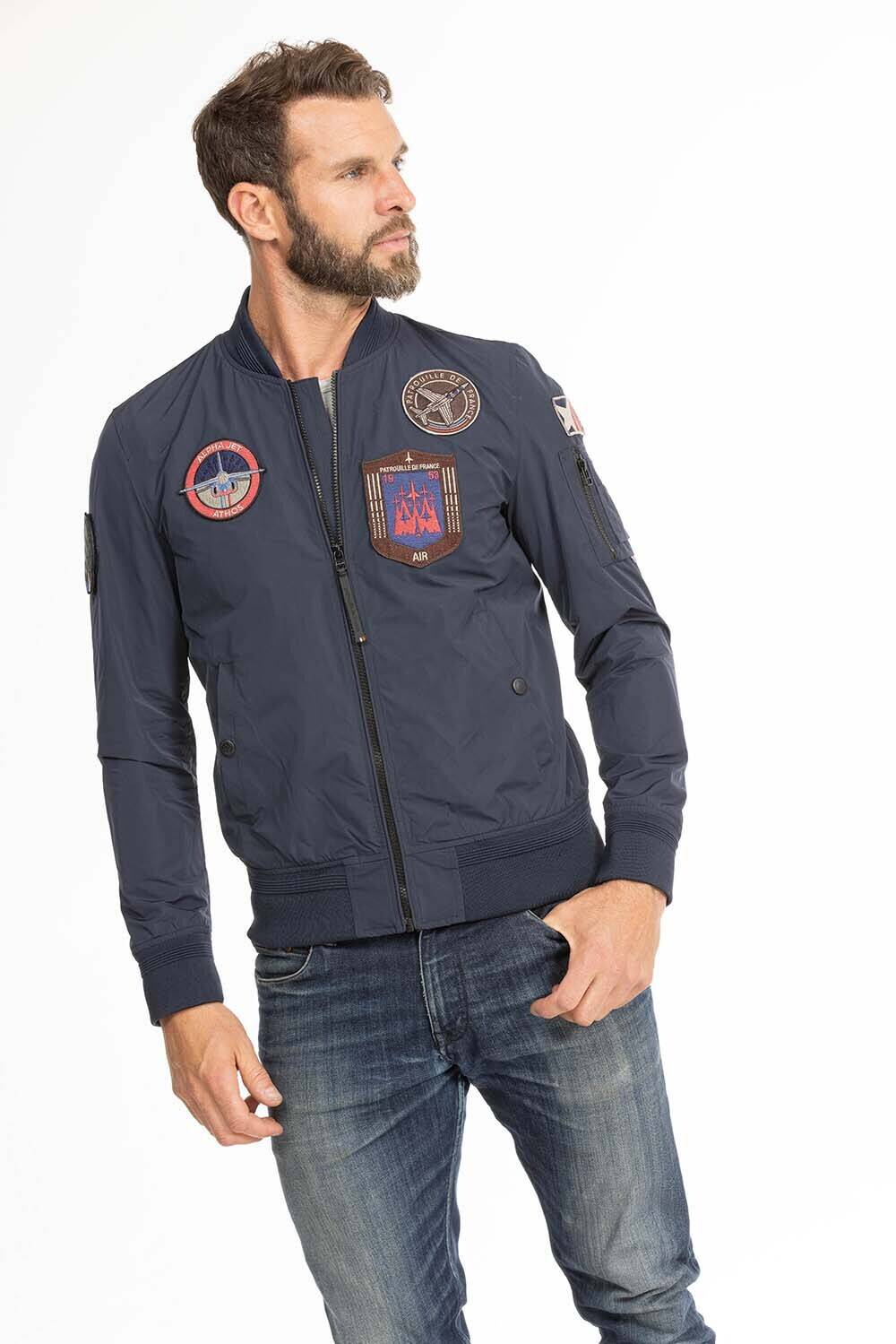 blouson cuir homme tissu patrouille de france raptor navy (9)