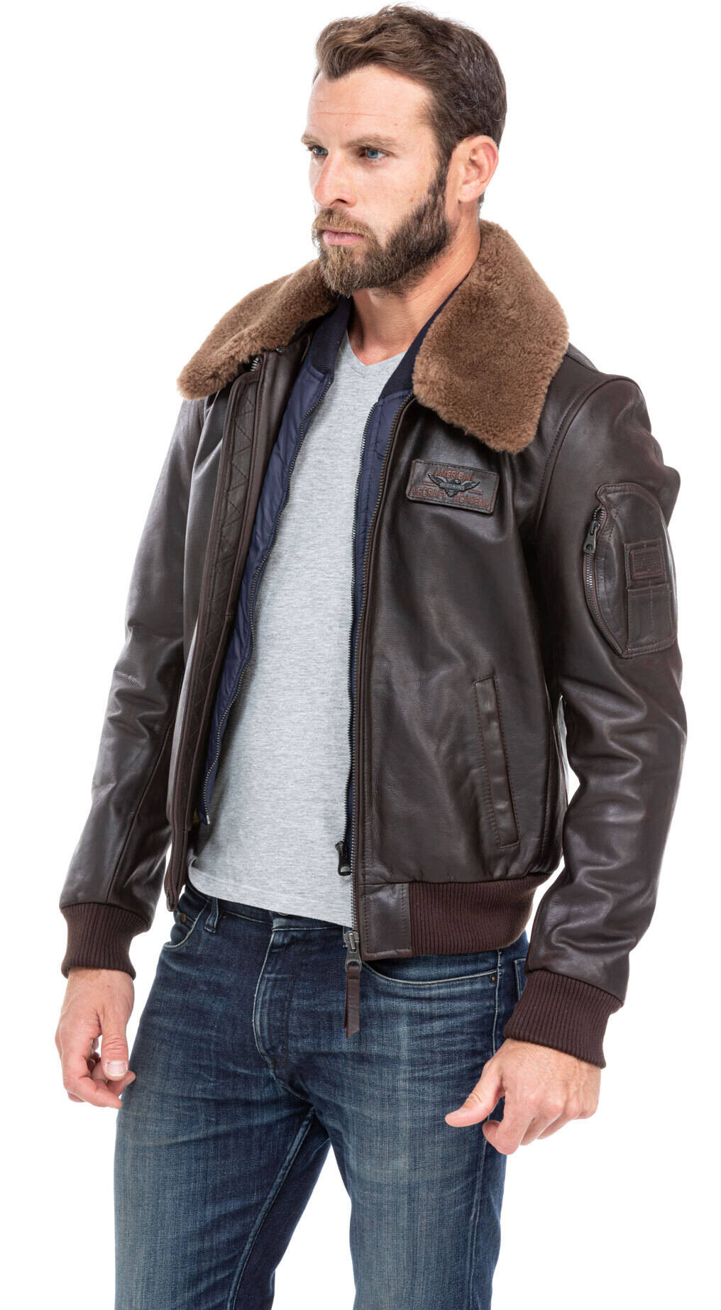 blouson cuir homme vachette marron 98 redskins style pilote (2)